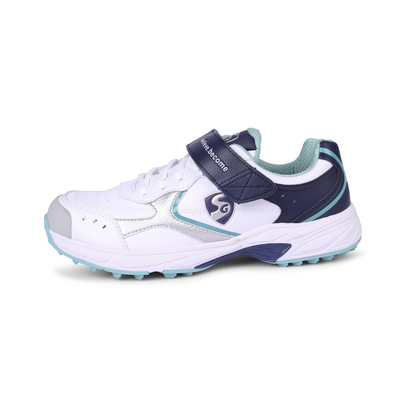 SG ARMOUR STUD Cricket Shoes in White/Navy/Teal – Your Ultimate Cricket Companion