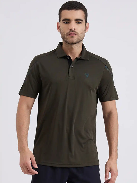 SG H2MP83871 Men Olive Polo T-Shirt