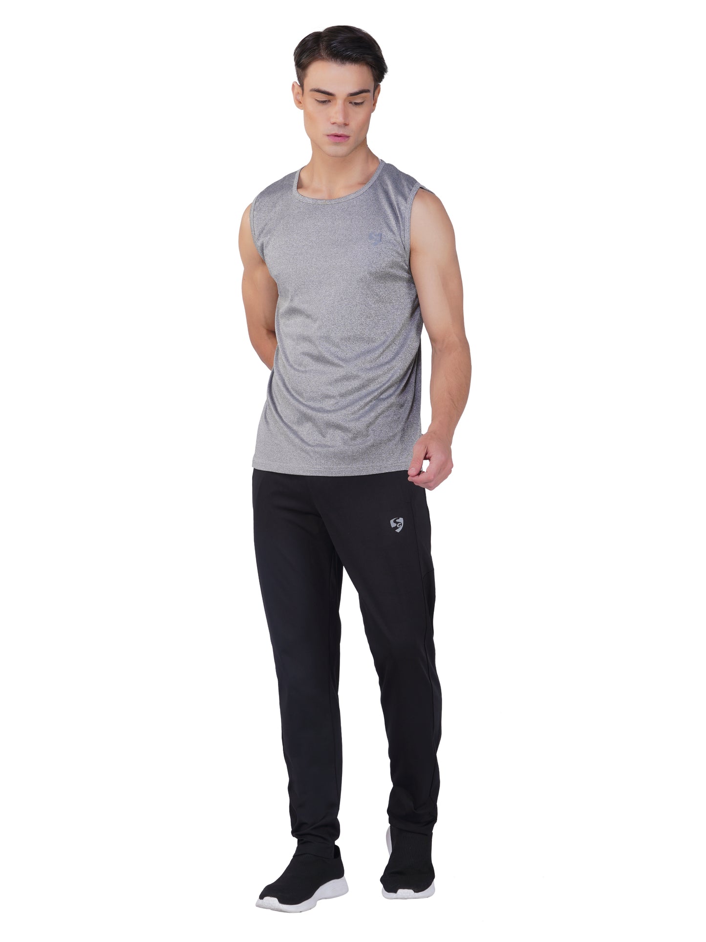 SG Men's Round Neck Grey Vest | Ideal for Trail Running, Fitness & Training, Jogging, Regular & Fashion Wear