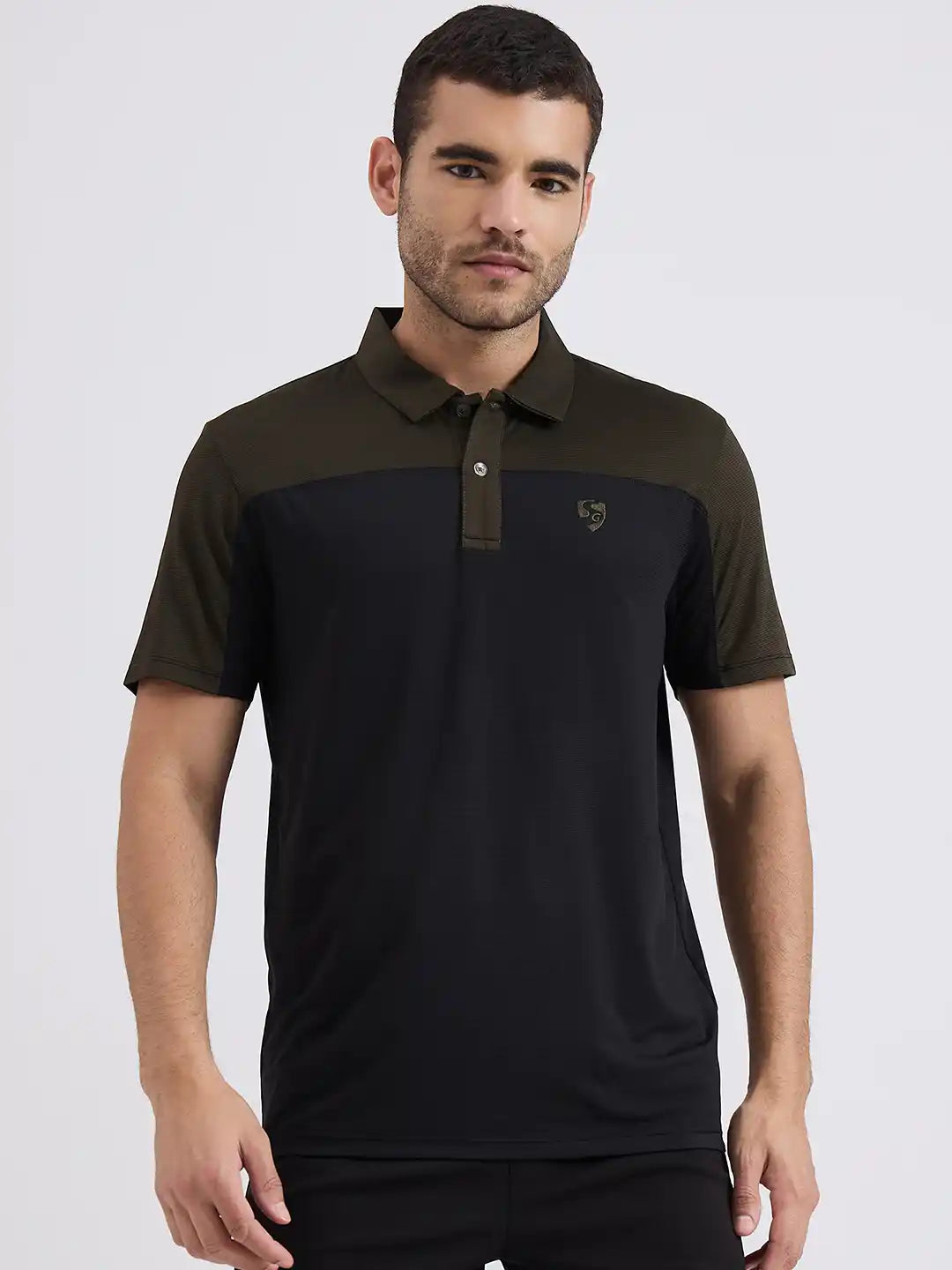 SG H1MP83882 Men Black/Olive Polo T-Shirt