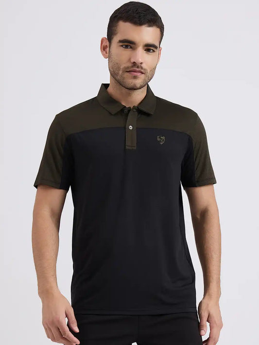 SG H1MP83882 Men Black/Olive Polo T-Shirt