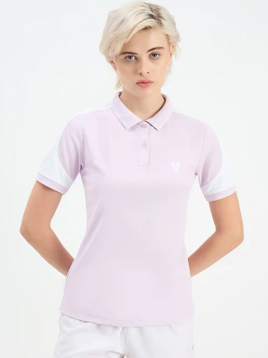 SG H2WP83241 Women Lilac/White Polo T-Shirt