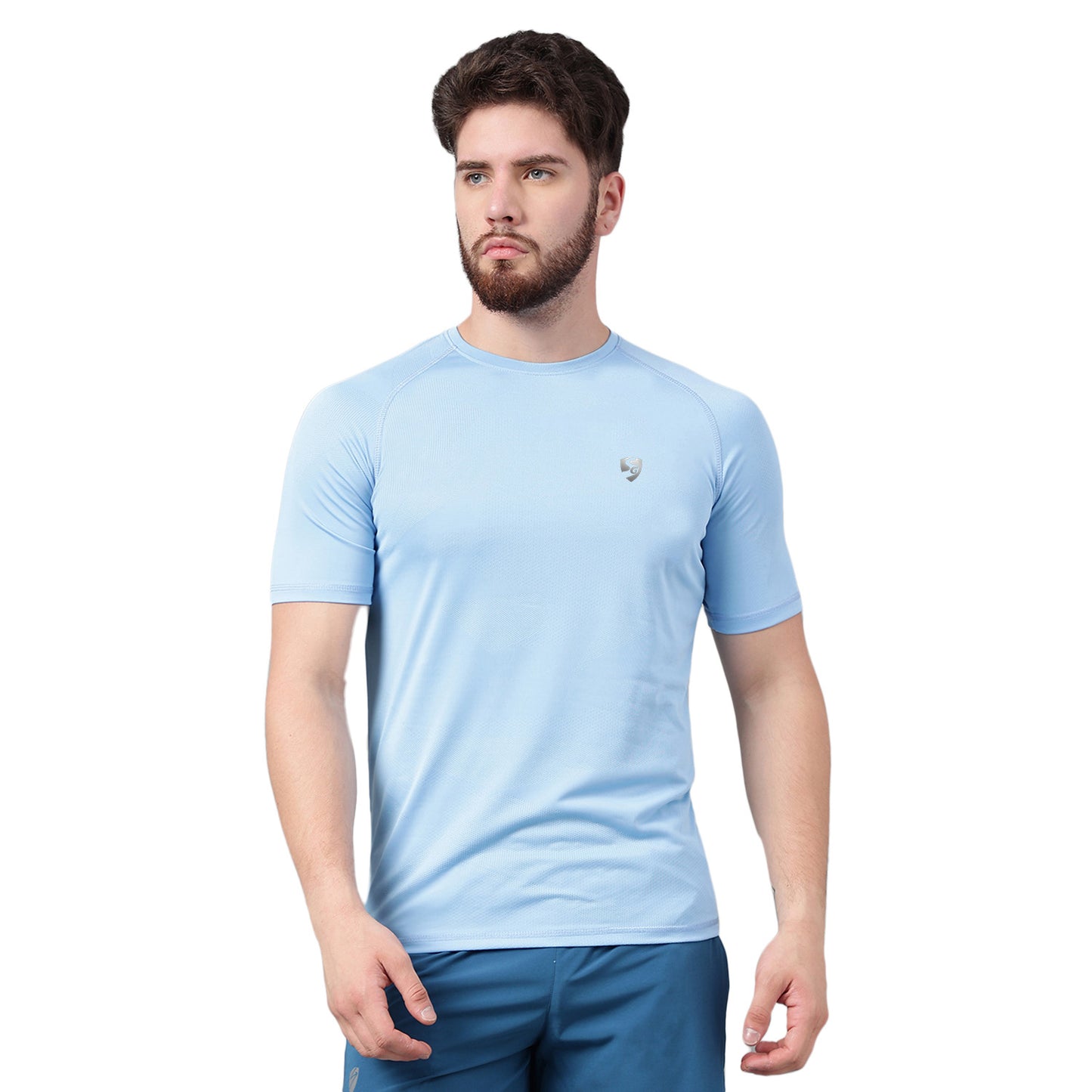 SG Men's Round Neck Sky T-Shirt | Ideal for Trail Running, Fitness & Training, Jogging, Regular & Fashion Wear