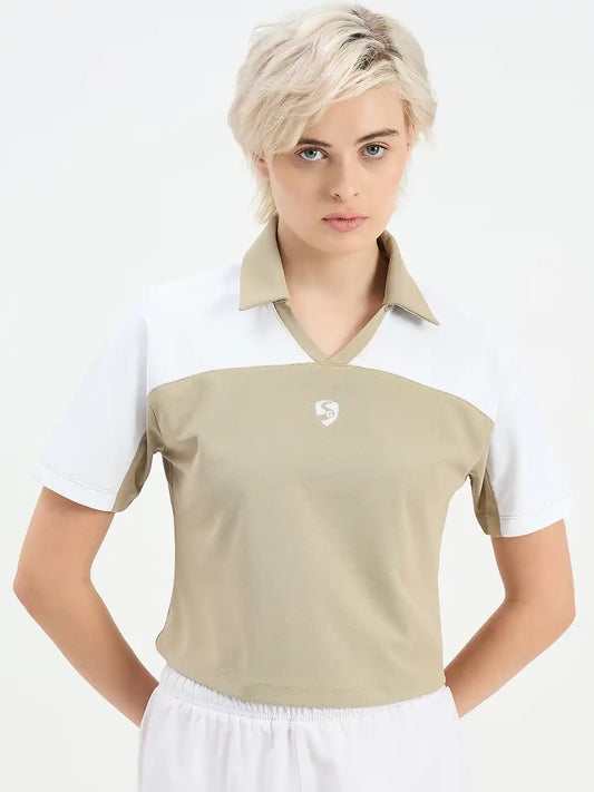 SG H1WP83233 Women Cornstalk/White Polo T-Shirt