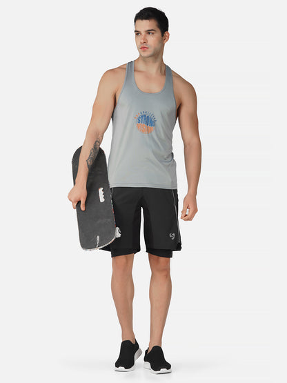 SG Regular Comfort Fit Vest For Mens & Boys, Light Grey & Carbon Black | Ideal for Trail Running, Fitness & Training, Jogging, Gym Wear & Fashion Wear