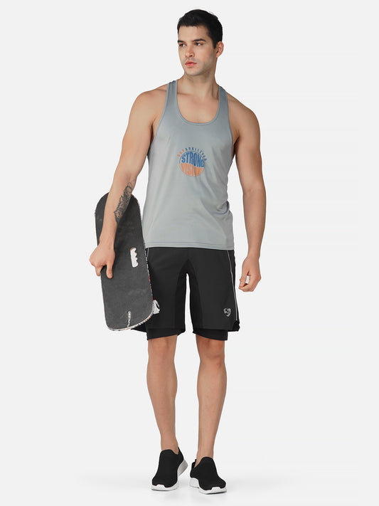 SG Men's Regular Fit Sports & Gym Vest for Mens & Boys | Ideal for Trail Running, Fitness & Training, Jogging, Regular & Fashion Wear, LIGHT GREY