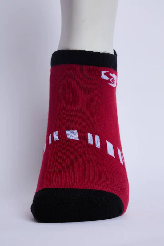 Comfort Men’s Half Terry Sneaker Socks – Red & Black