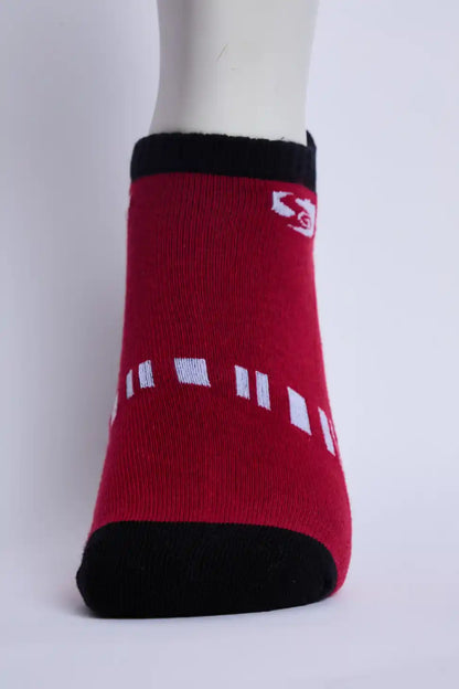Comfort Men’s Half Terry Sneaker Socks – Red & Black