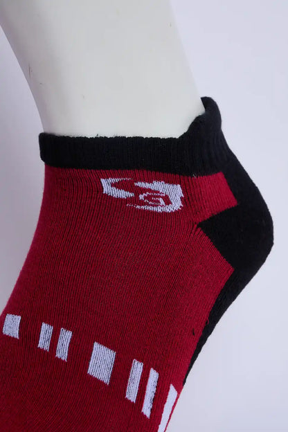 Comfort Men’s Half Terry Sneaker Socks – Red & Black