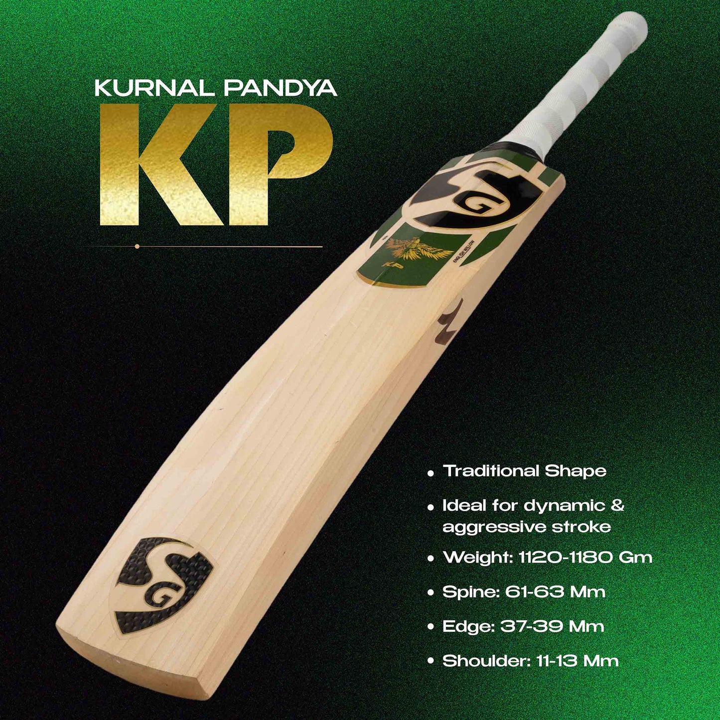 SG KP (Krunal Pandya) English Willow Cricket bat