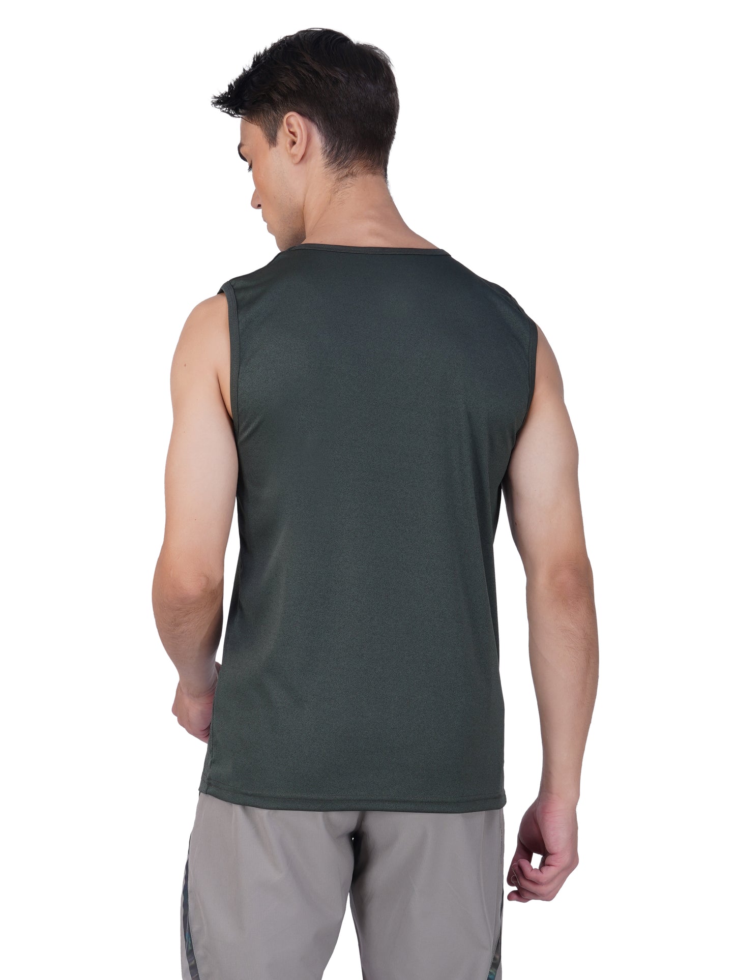 SG Men's Round Neck Olive Vest | Ideal for Trail Running, Fitness & Training, Jogging, Regular & Fashion Wear