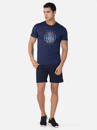 SG Round Neck Regular Comfort Fit T-Shirt For Mens & Boys, Navy Blue & Marble White | Ideal for Trail Running, Fitness & Training, Jogging, Gym Wear & Fashion Wear