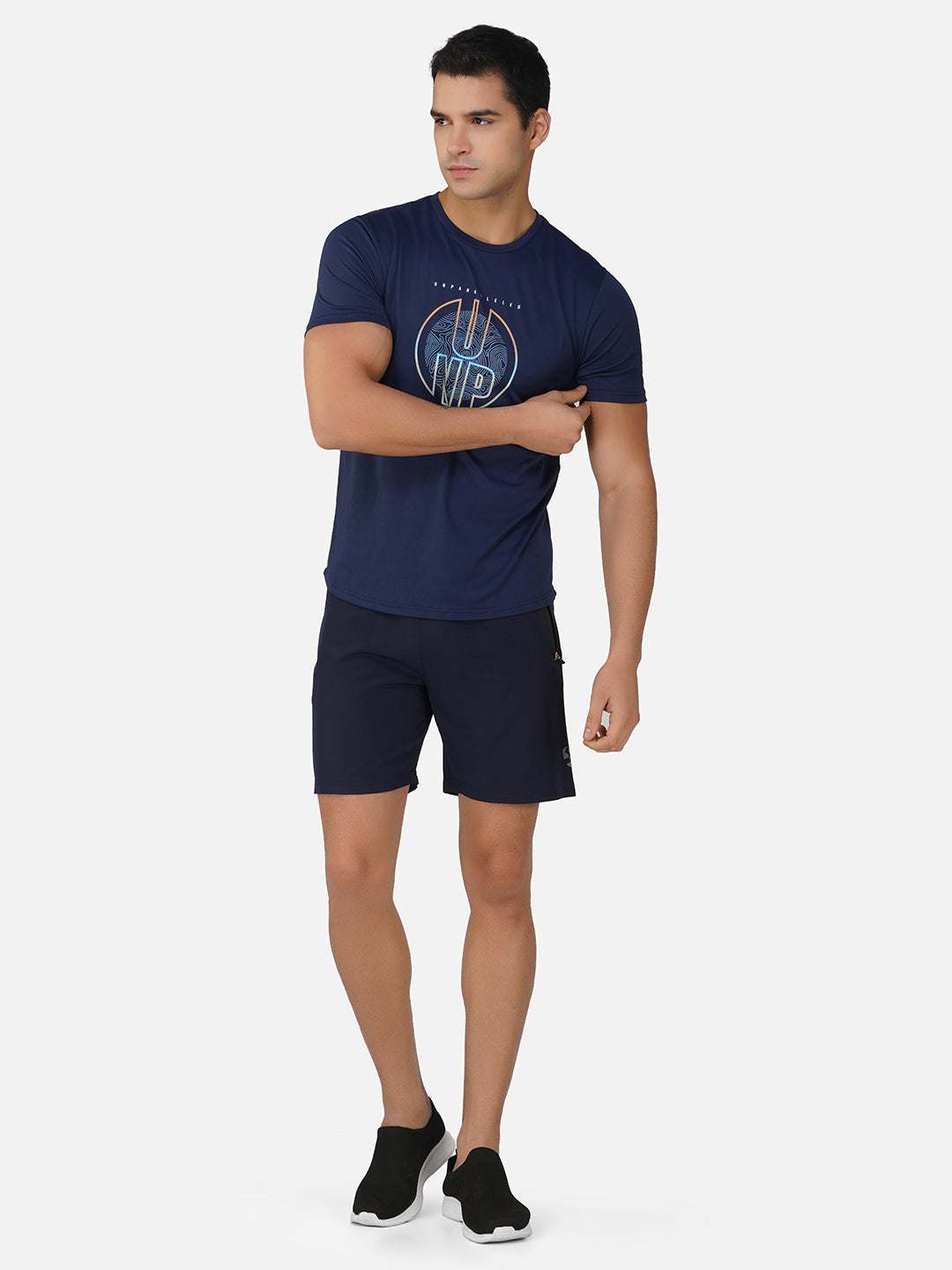 SG Round Neck Regular Comfort Fit T-Shirt For Mens & Boys, Navy Blue & Marble White | Ideal for Trail Running, Fitness & Training, Jogging, Gym Wear & Fashion Wear