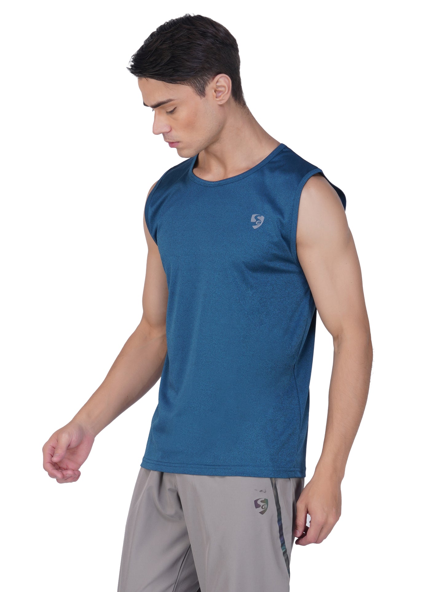 SG Men's Round Neck Blue Vest | Ideal for Trail Running, Fitness & Training, Jogging, Regular & Fashion Wear