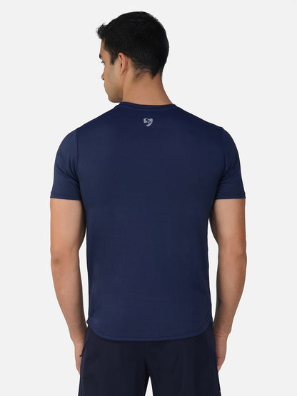 SG Round Neck Regular Comfort Fit T-Shirt For Mens & Boys, Navy Blue & Marble White | Ideal for Trail Running, Fitness & Training, Jogging, Gym Wear & Fashion Wear