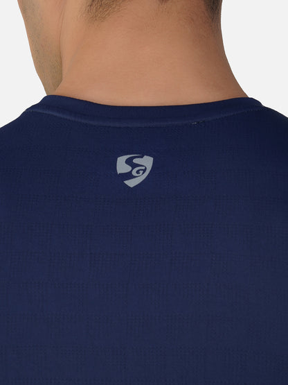 SG Round Neck Regular Comfort Fit T-Shirt For Mens & Boys, Navy Blue & Marble White | Ideal for Trail Running, Fitness & Training, Jogging, Gym Wear & Fashion Wear