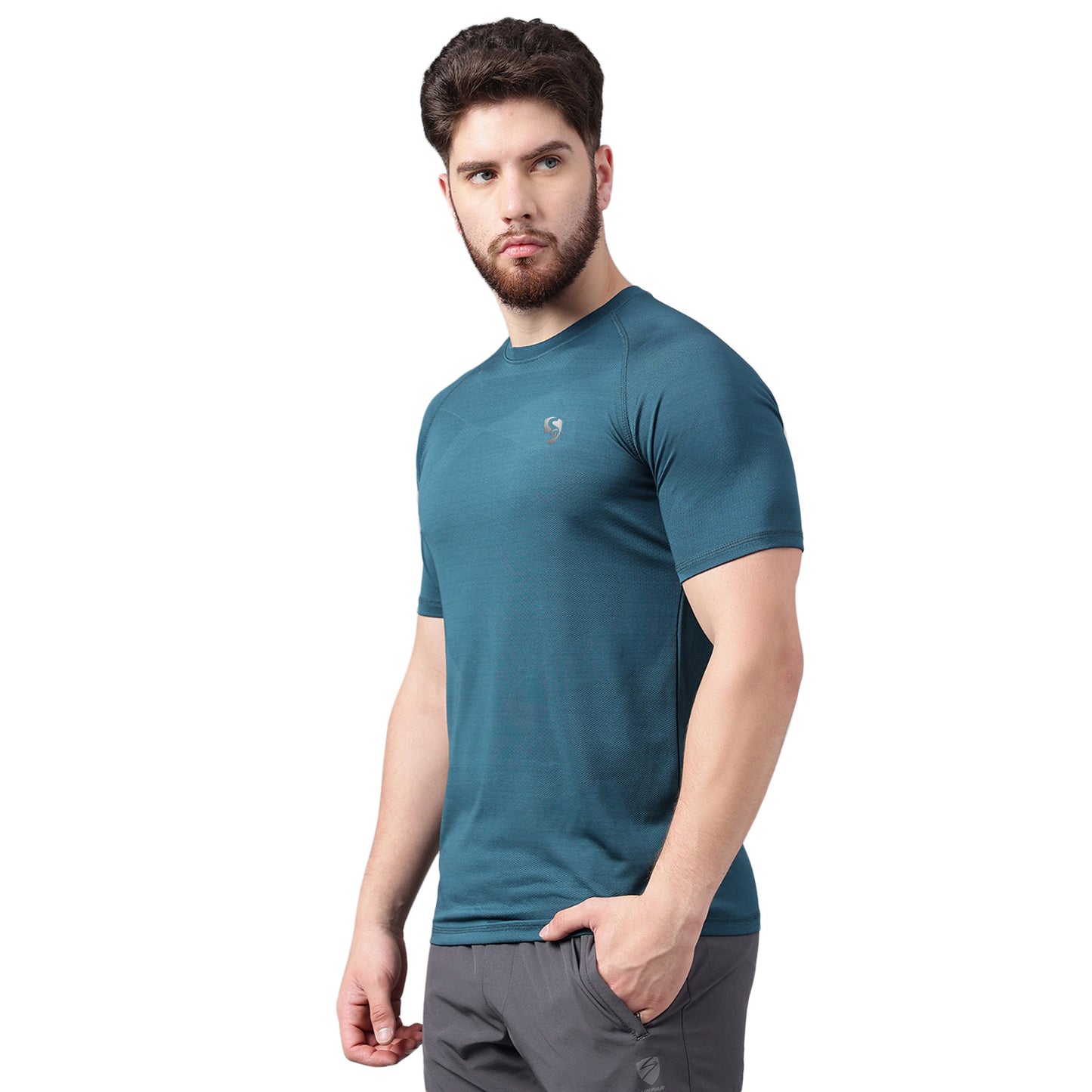 SG Men's Round Neck Petrol T-Shirt | Ideal for Trail Running, Fitness & Training, Jogging, Regular & Fashion Wear