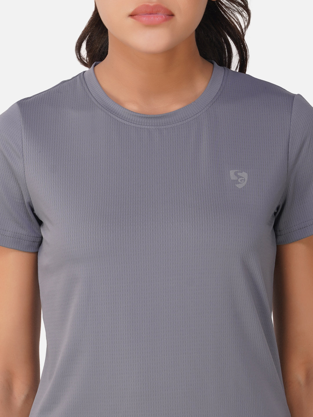 SG Round Neck Regular Comfort Fit T-Shirt For Womens & Girls, Mid Grey & Grey Blue | Ideal for Trail Running, Fitness & Training, Jogging, Gym Wear & Fashion Wear