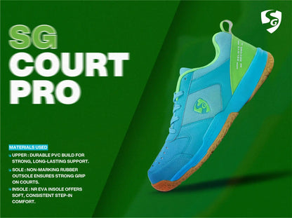 SG COURT PRO Shoes Aqua/Lime Green