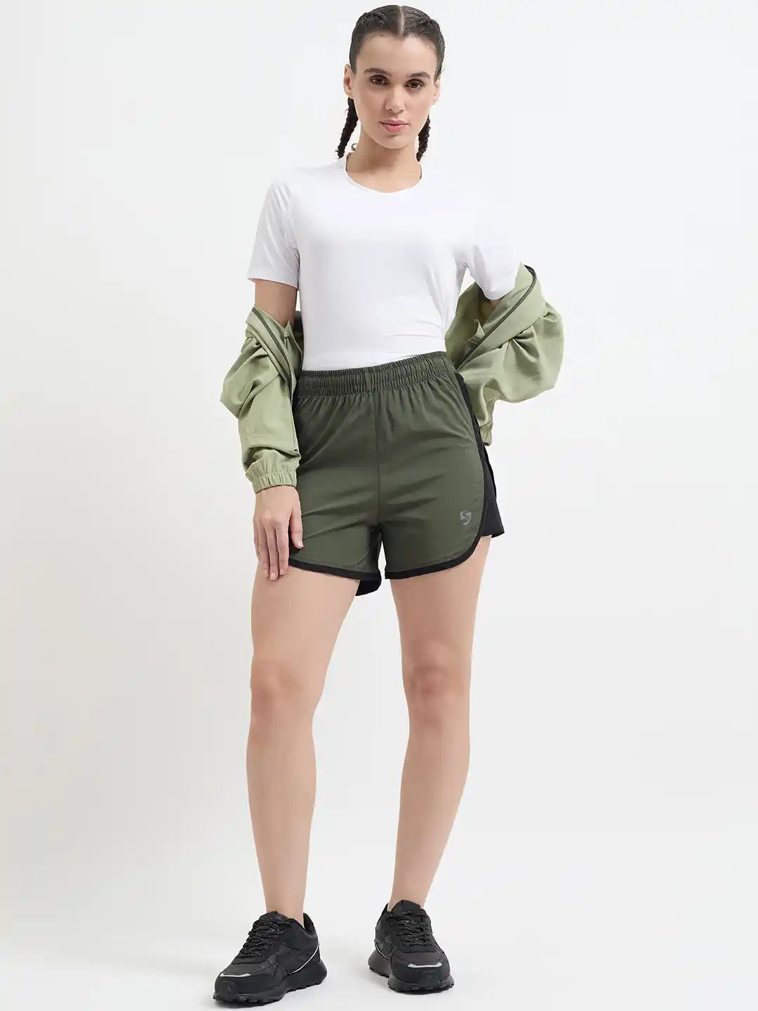 SG H2WS83252 Women Olive Green Shorts
