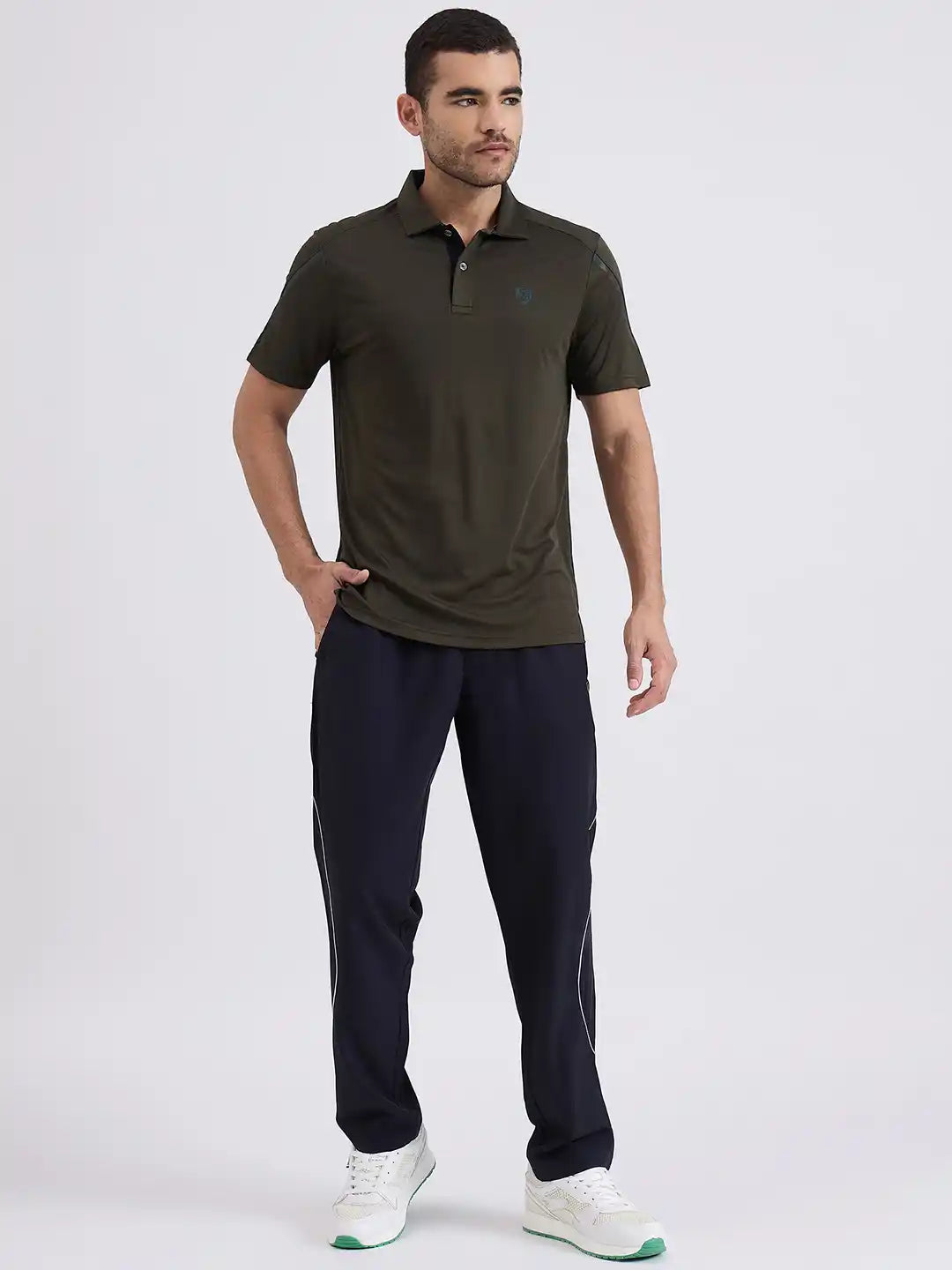 SG H2MP83871 Men Olive Polo T-Shirt
