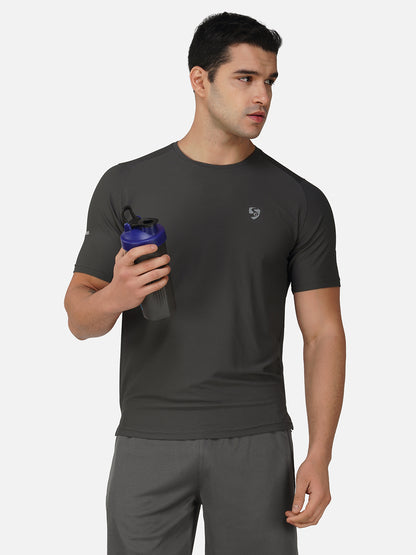 SG Round Neck Regular Comfort Fit T-Shirt For Mens & Boys, Airforce Blue & Dark Grey | Ideal for Trail Running, Fitness & Training, Jogging, Gym Wear & Fashion Wear