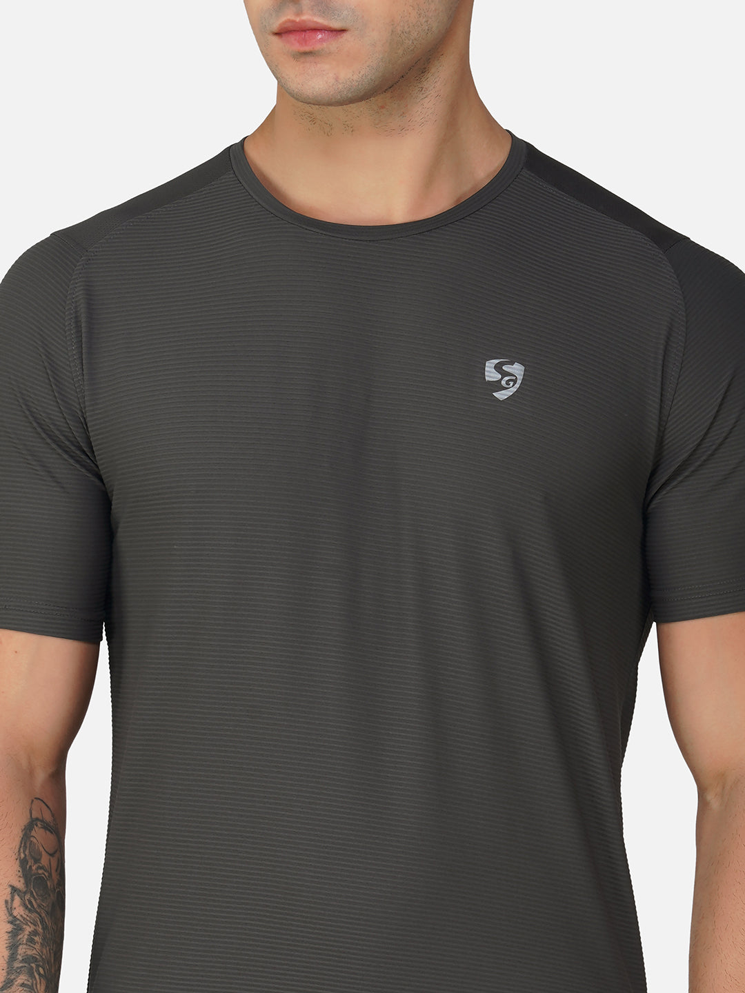 SG Round Neck Regular Comfort Fit T-Shirt For Mens & Boys, Airforce Blue & Dark Grey | Ideal for Trail Running, Fitness & Training, Jogging, Gym Wear & Fashion Wear