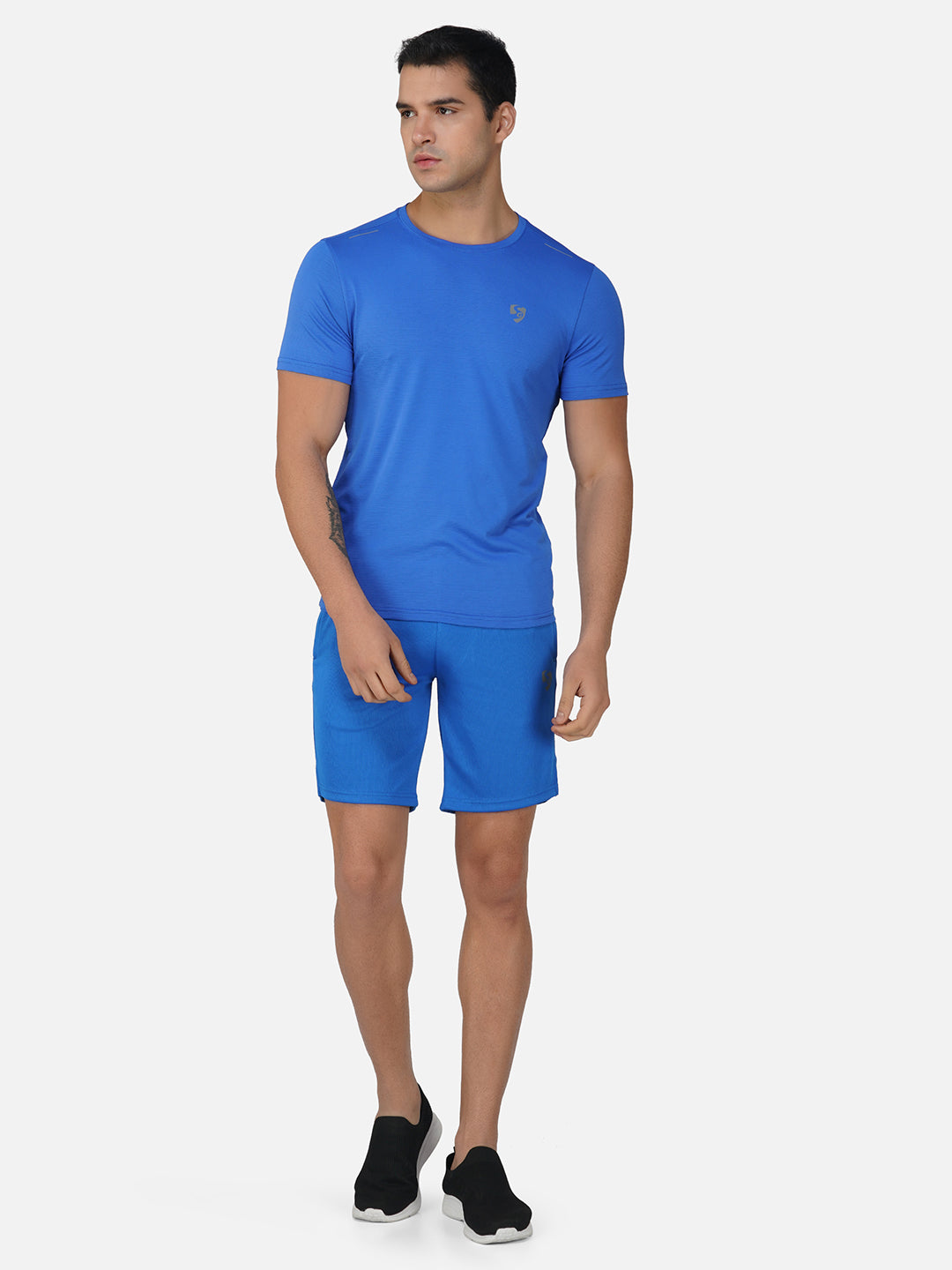 SG Round Neck Regular Comfort Fit T-Shirt For Mens & Boys, Sunshine Yellow Royal Blue | Ideal for Trail Running, Fitness & Training, Jogging, Gym Wear & Fashion Wear