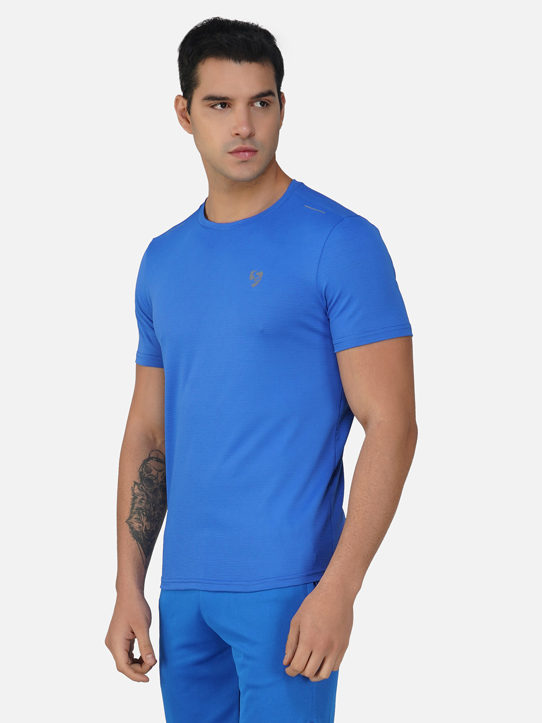 SG Round Neck Regular Comfort Fit T-Shirt For Mens & Boys, Sunshine Yellow Royal Blue | Ideal for Trail Running, Fitness & Training, Jogging, Gym Wear & Fashion Wear