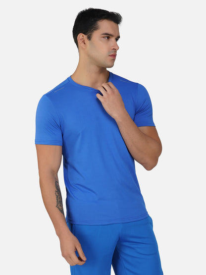 SG Round Neck Regular Comfort Fit T-Shirt For Mens & Boys, Sunshine Yellow Royal Blue | Ideal for Trail Running, Fitness & Training, Jogging, Gym Wear & Fashion Wear