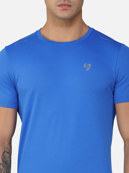 SG Round Neck Regular Comfort Fit T-Shirt For Mens & Boys, Sunshine Yellow Royal Blue | Ideal for Trail Running, Fitness & Training, Jogging, Gym Wear & Fashion Wear