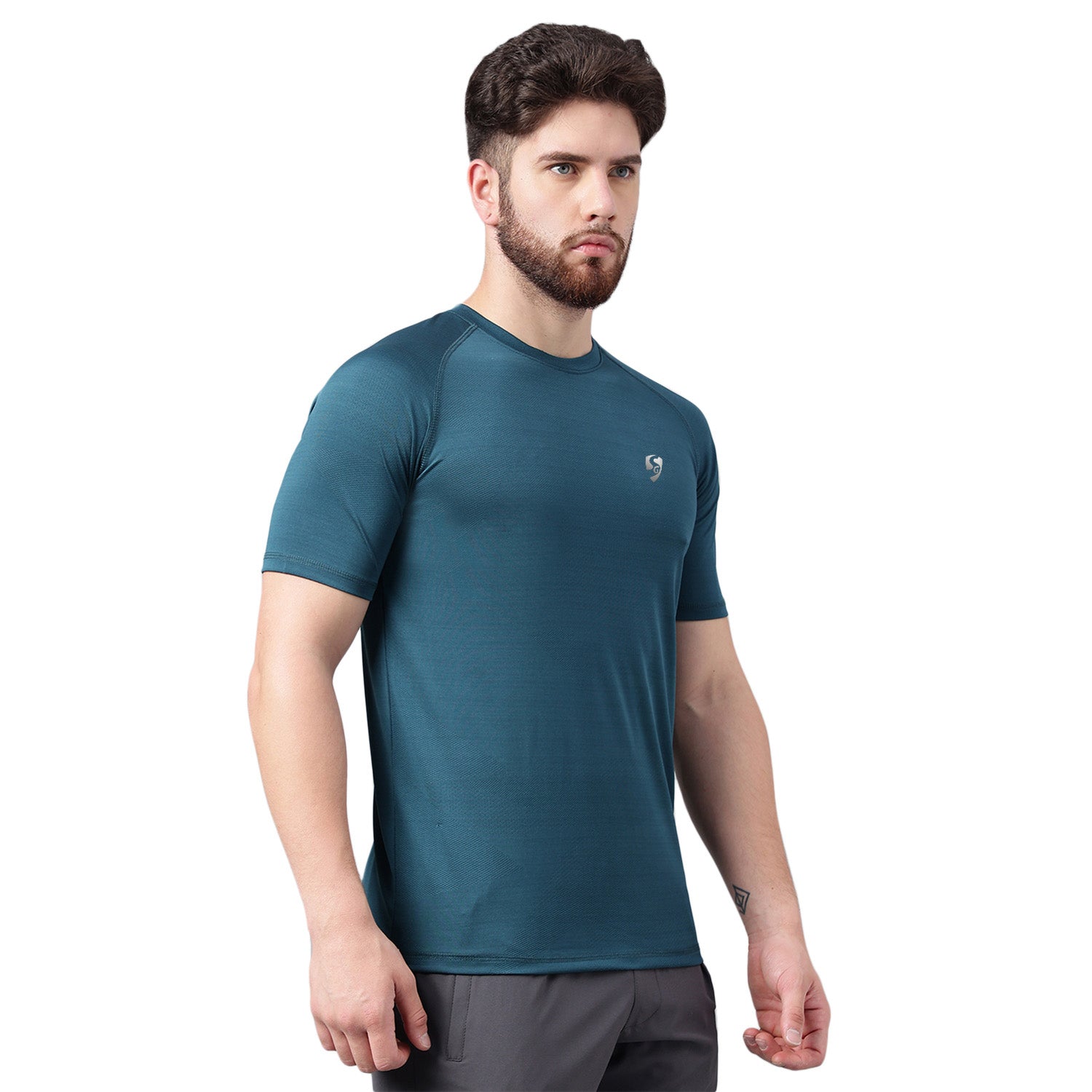 SG Men's Round Neck Petrol T-Shirt | Ideal for Trail Running, Fitness & Training, Jogging, Regular & Fashion Wear