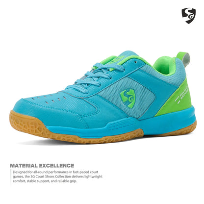 SG COURT PRO Shoes Aqua/Lime Green
