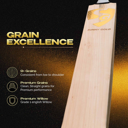 SG Sunny Gold® Finest English Willow grade 2 Cricket Bat (Leather Ball)