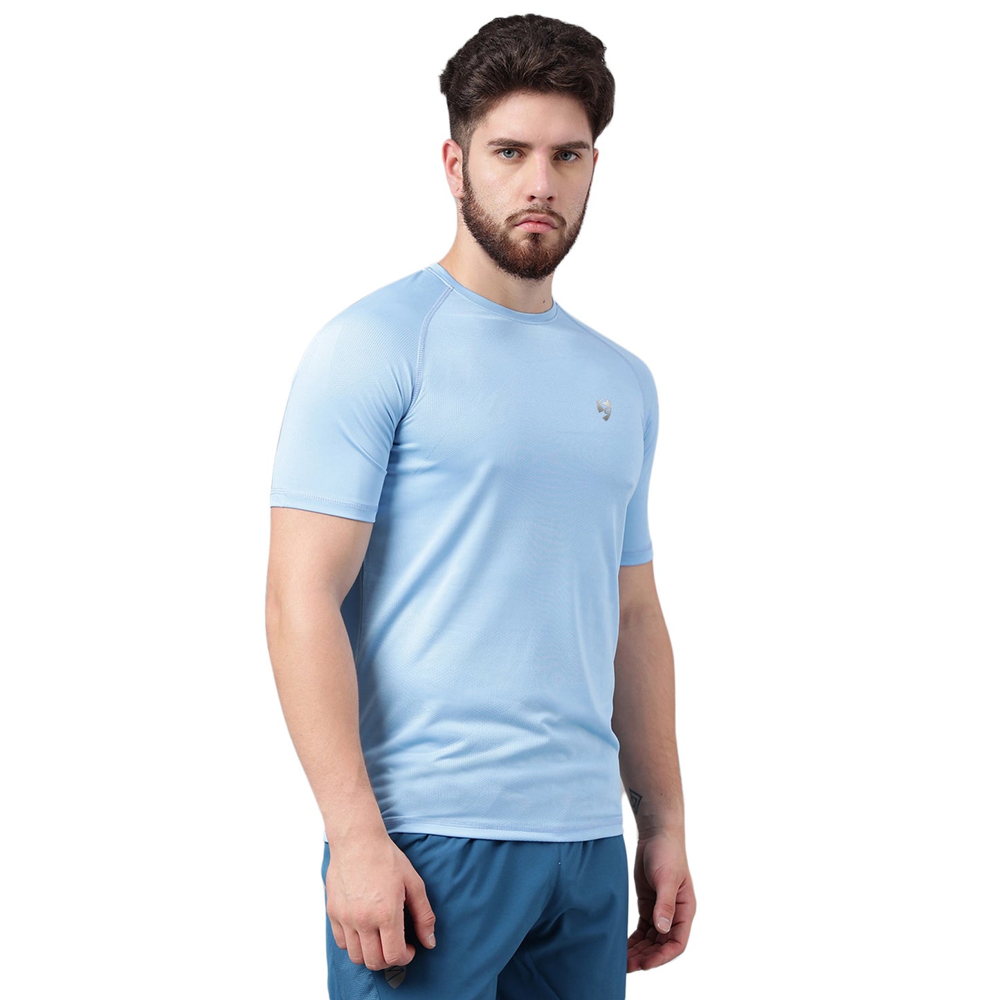 SG Men's Round Neck Sky T-Shirt | Ideal for Trail Running, Fitness & Training, Jogging, Regular & Fashion Wear