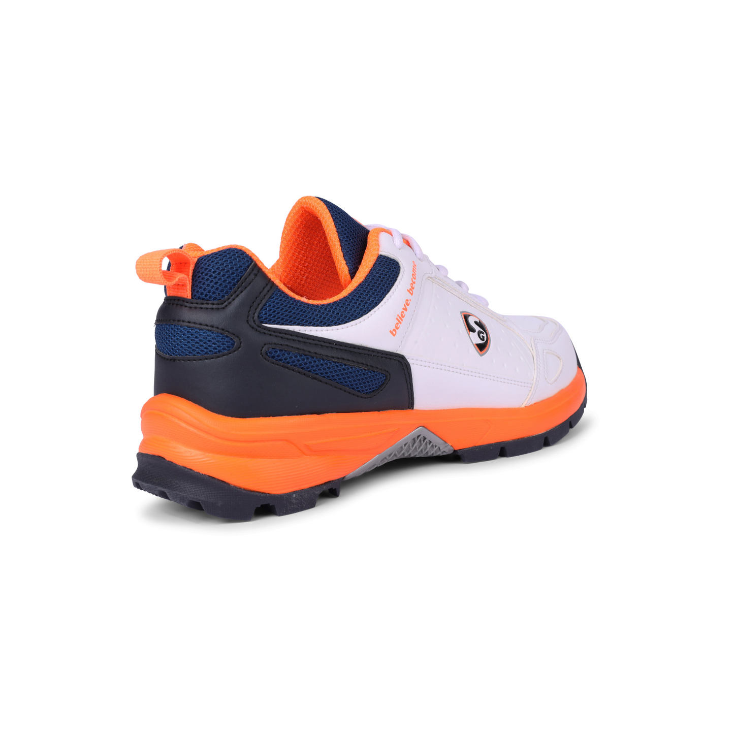 SG CLUB 6.0 Cricket Shoe: Classic White with Navy and Orange Accents for Style and Performance