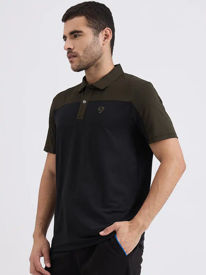 SG H1MP83882 Men Black/Olive Polo T-Shirt
