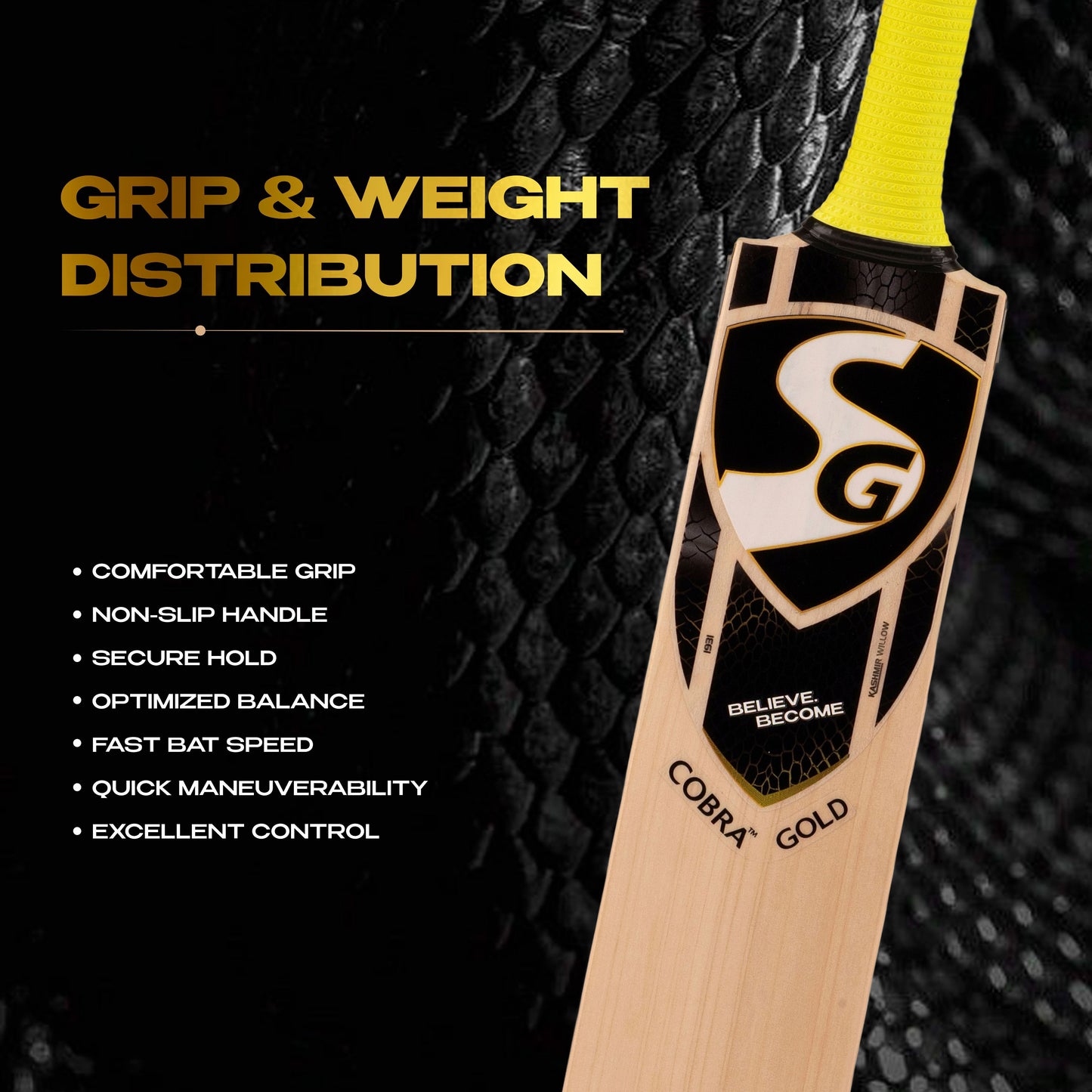 SG Cobra Gold Kashmir Willow Cricket Bat
