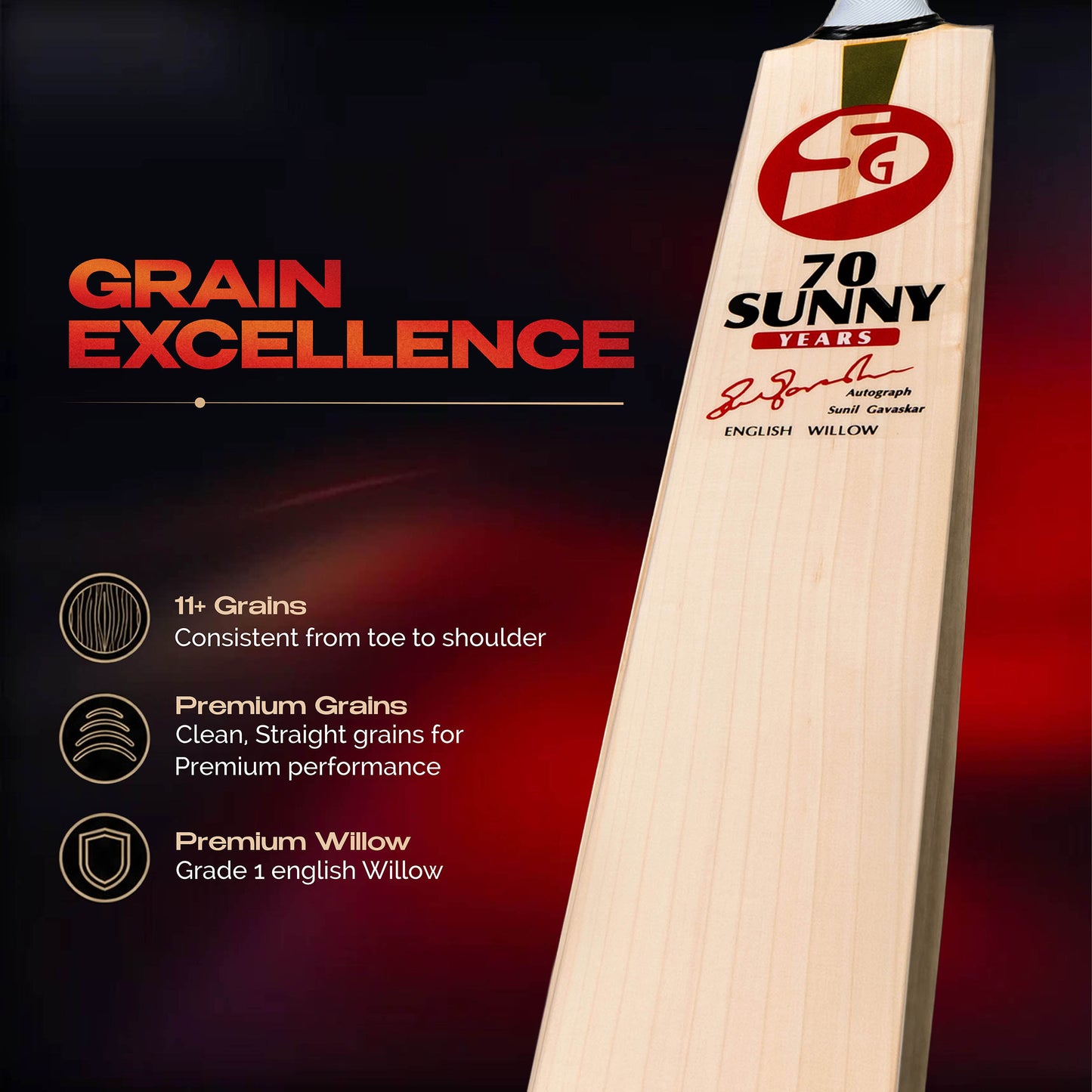 SG 70 Sunny Years English Willow Cricket Bat