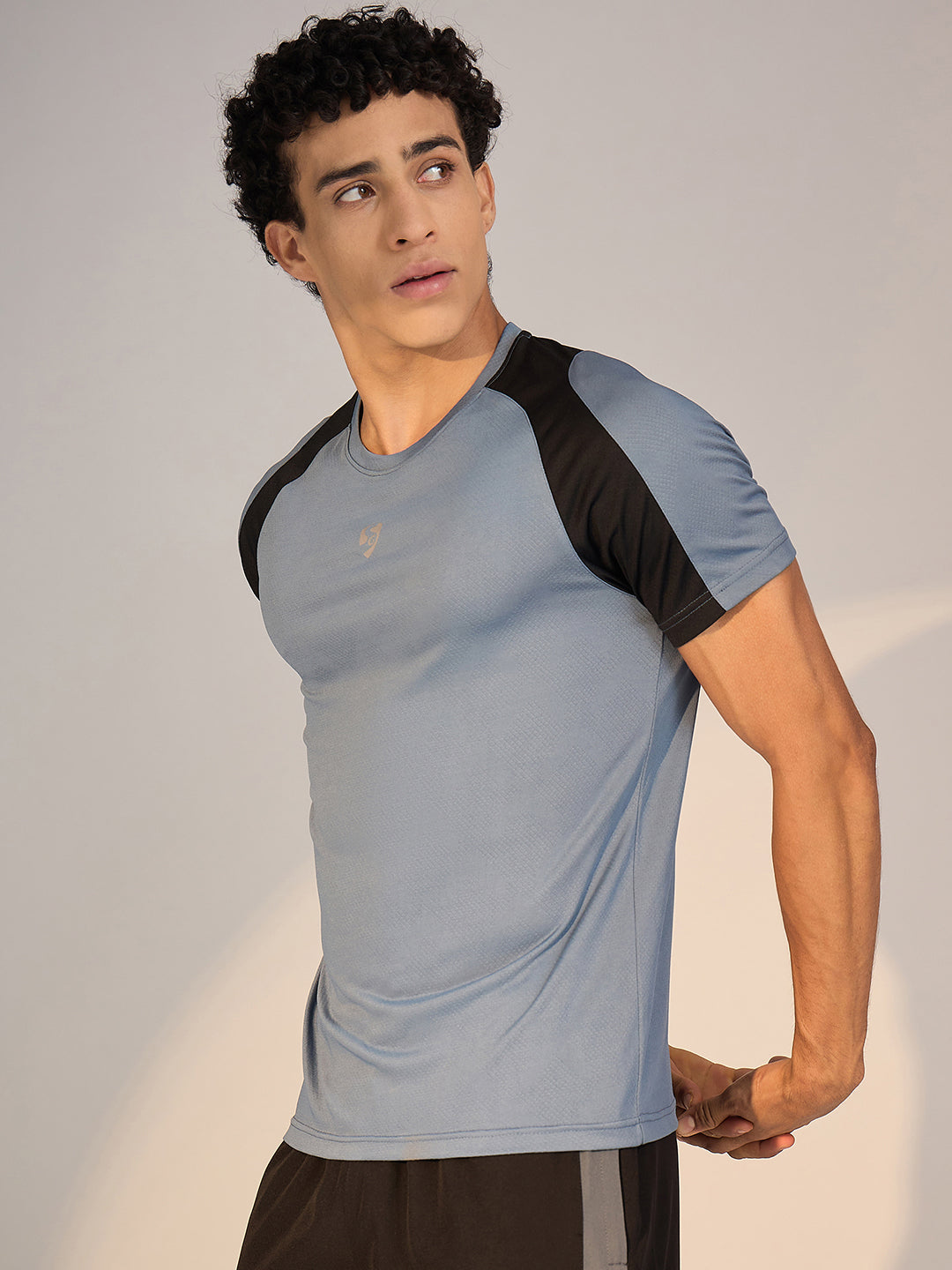 T-SHIRT MEN SG H3MT8205 BLUE GREY/BLACK