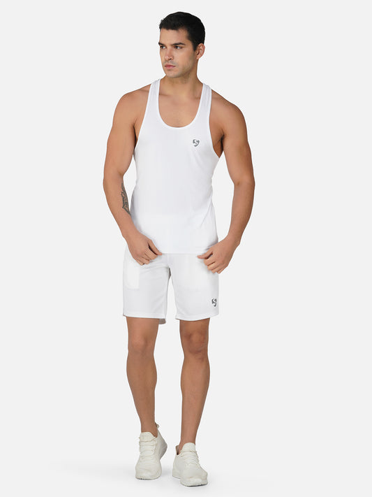 SG Men's Regular Fit Sports & Gym Vest for Mens & Boys | Ideal for Trail Running, Fitness & Training, Jogging, Regular & Fashion Wear, MARBLE WHITE