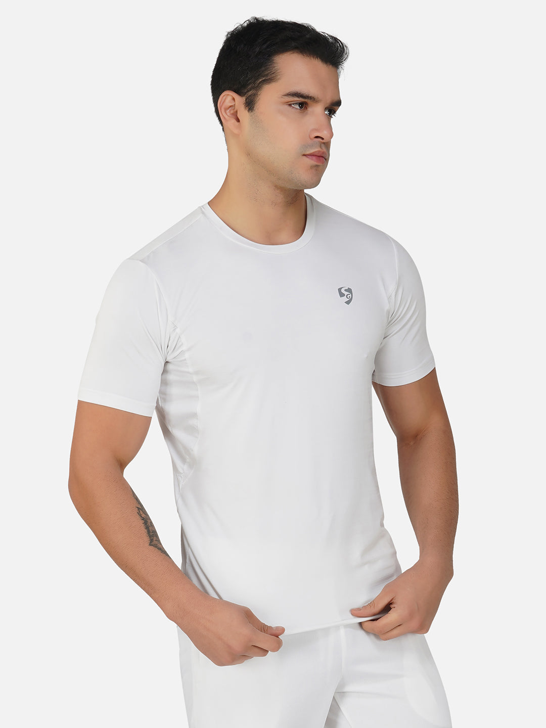 SG Round Neck Regular Comfort Fit T-Shirt For Mens & Boys, Snow White & Deep Black | Ideal for Trail Running, Fitness & Training, Jogging, Gym Wear & Fashion Wear