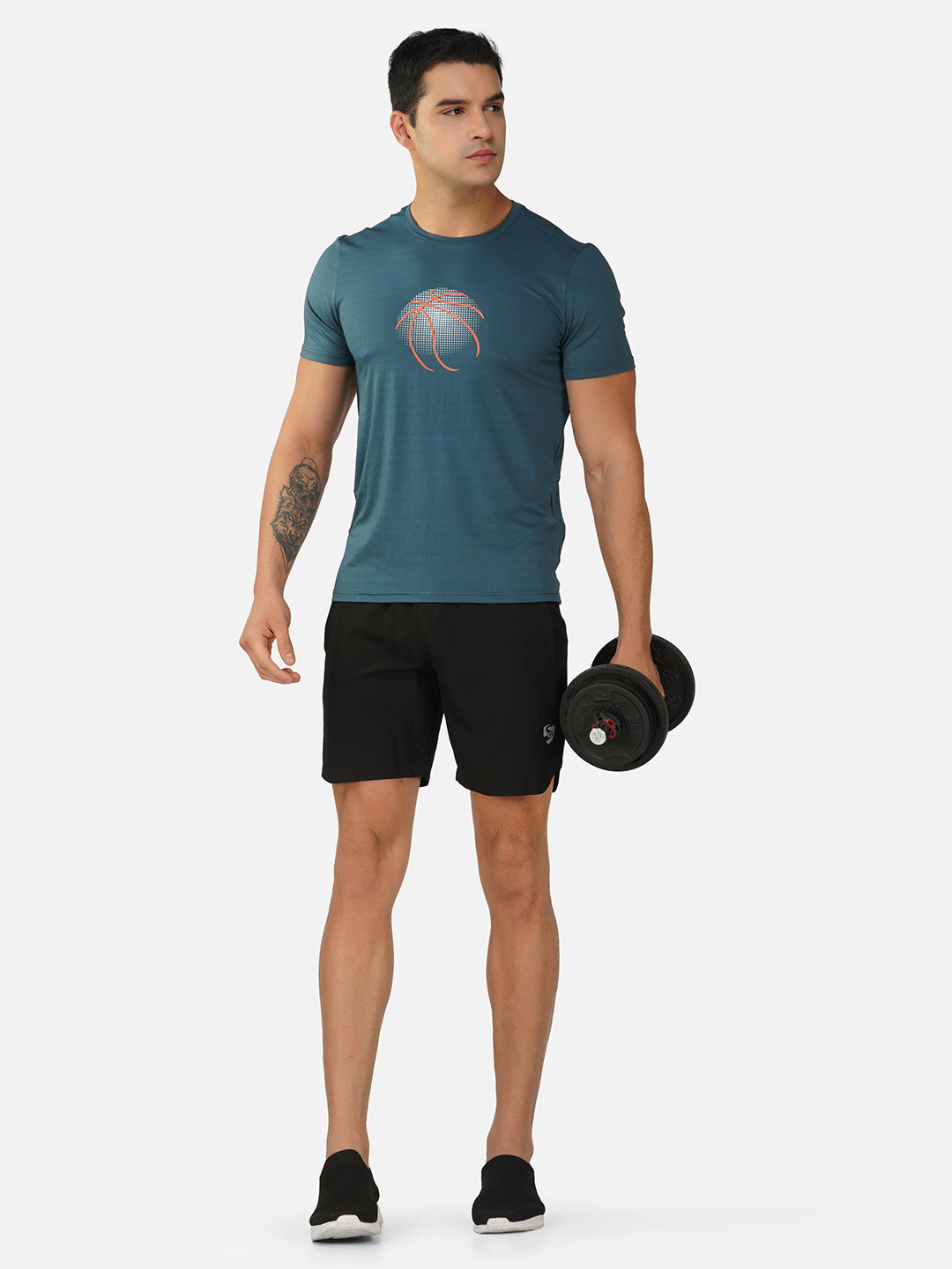 SG Round Neck Regular Comfort Fit T-Shirt For Mens & Boys, Snow White & Deep Teal | Ideal for Trail Running, Fitness & Training, Jogging, Gym Wear & Fashion Wear