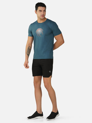 SG Round Neck Regular Comfort Fit T-Shirt For Mens & Boys, Snow White & Deep Teal | Ideal for Trail Running, Fitness & Training, Jogging, Gym Wear & Fashion Wear