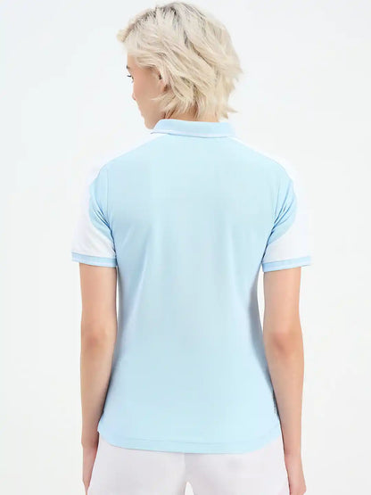 SG H2WP83242 Women Sky Blue/White Polo T-Shirt
