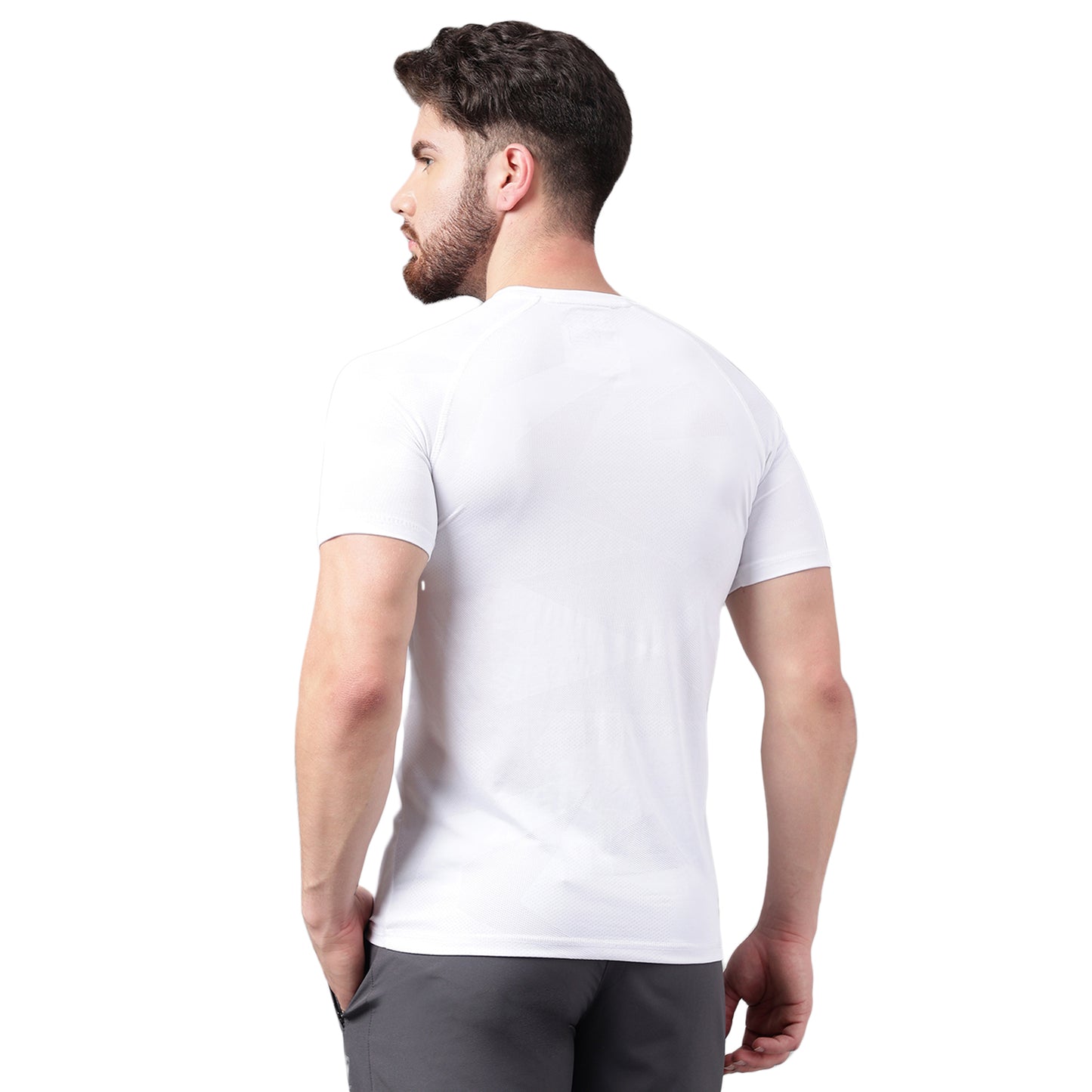 SG Men's Round Neck White T-Shirt | Ideal for Trail Running, Fitness & Training, Jogging, Regular & Fashion Wear