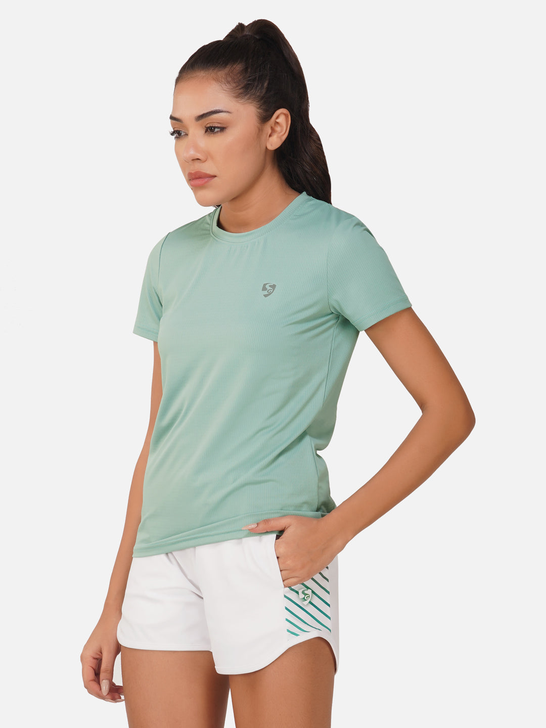 SG Round Neck Regular Comfort Fit T-Shirt For Womens & Girls, Mid Grey & Grey Blue | Ideal for Trail Running, Fitness & Training, Jogging, Gym Wear & Fashion Wear