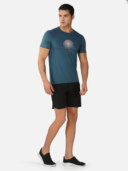 SG Round Neck Regular Comfort Fit T-Shirt For Mens & Boys, Snow White & Deep Teal | Ideal for Trail Running, Fitness & Training, Jogging, Gym Wear & Fashion Wear