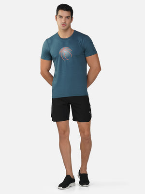 SG Round Neck Regular Comfort Fit T-Shirt For Mens & Boys, Snow White & Deep Teal | Ideal for Trail Running, Fitness & Training, Jogging, Gym Wear & Fashion Wear