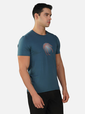 SG Round Neck Regular Comfort Fit T-Shirt For Mens & Boys, Snow White & Deep Teal | Ideal for Trail Running, Fitness & Training, Jogging, Gym Wear & Fashion Wear